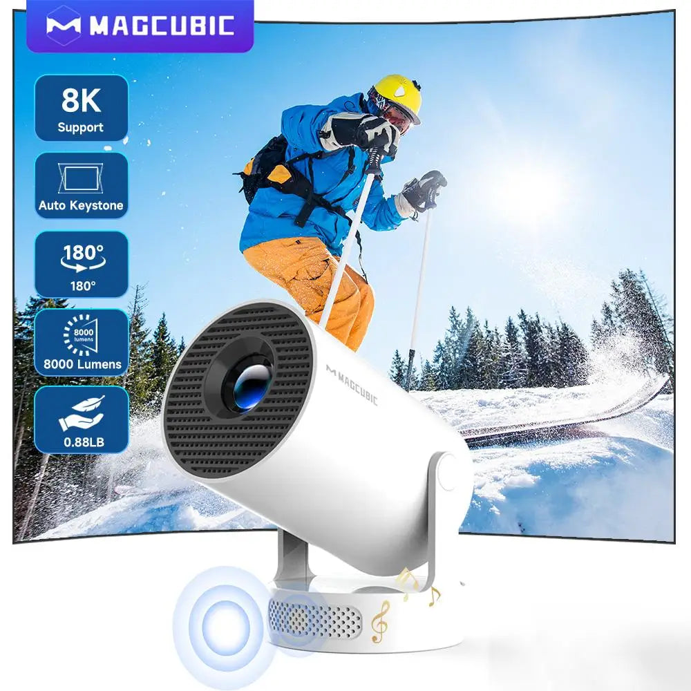 Projecteur magnétique HY300 PRO + 8K Android 14 double Wifi6 Allwinner H726 BT5.4 1080P 1280*720P projecteur extérieur de cinéma maison
